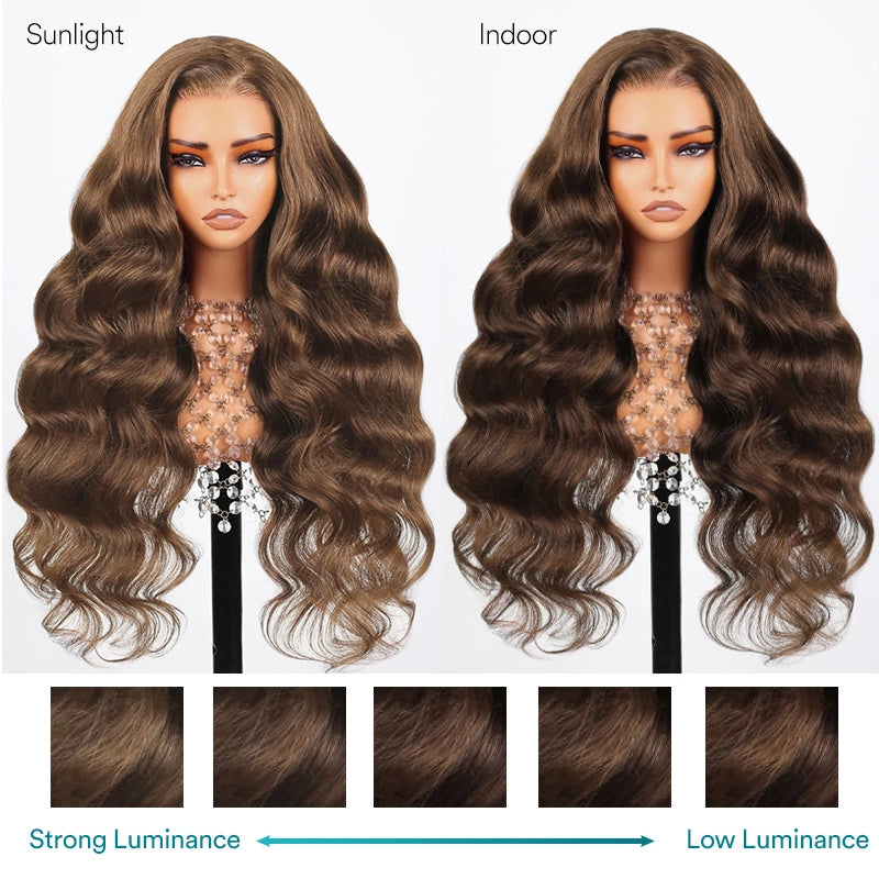 Chestnut Brown Body Wave Pre-plucked Lace Human Hair Wig - Image 4