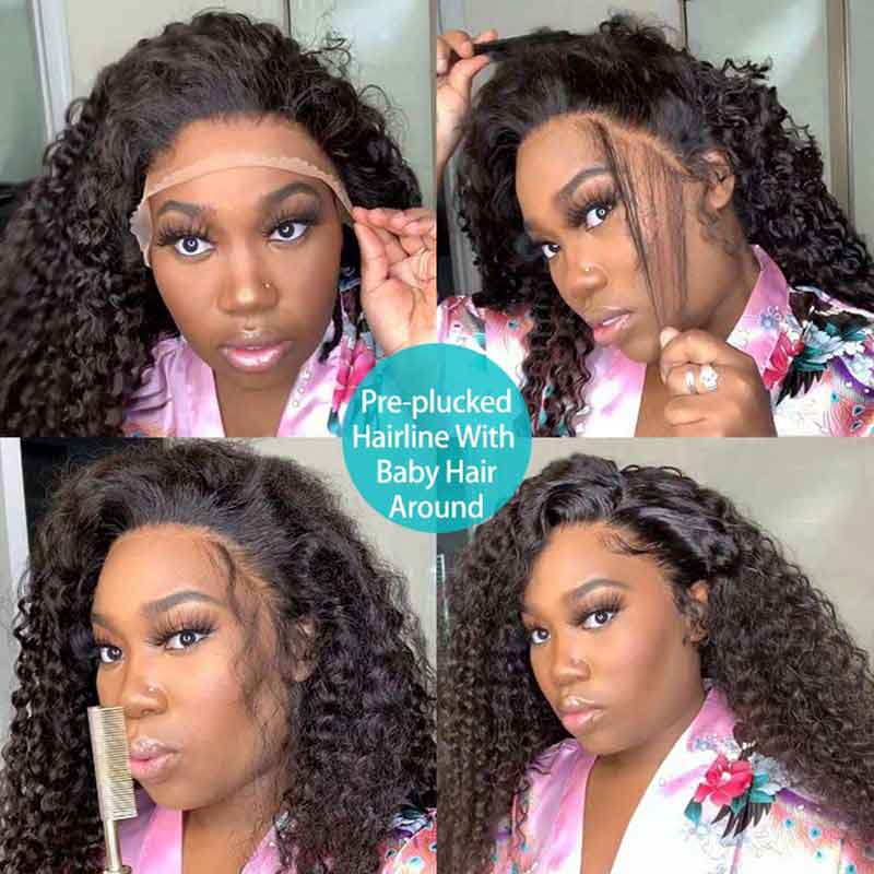 Long Wig | Jerry Curly 13x4 Transparent HD Lace Frontal Wig Human Hair 28-38 Inch - Image 3