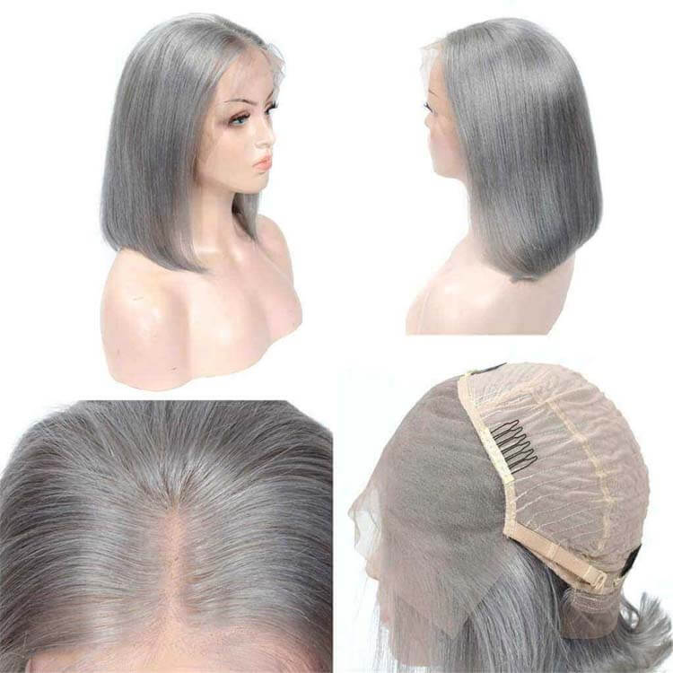 Colorful Short Bob Transparent Lace Wig Straight Brazilian Human Hair - Image 8