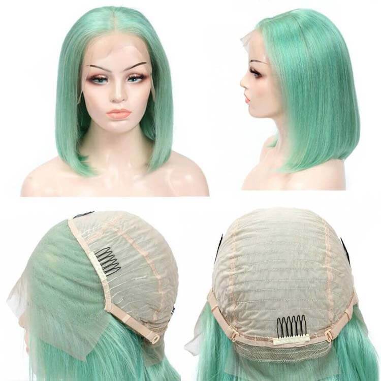 Colorful Short Bob Transparent Lace Wig Straight Brazilian Human Hair - Image 9