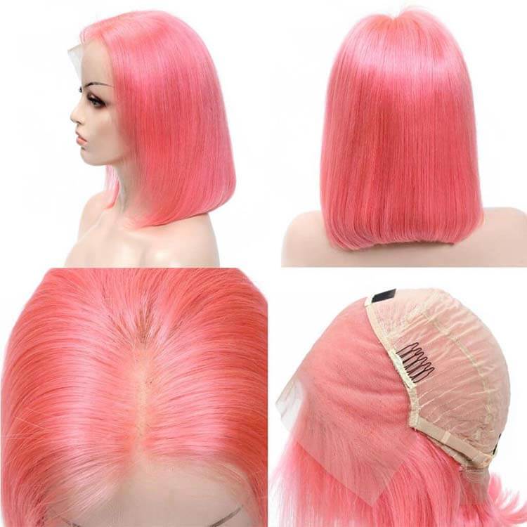Colorful Short Bob Transparent Lace Wig Straight Brazilian Human Hair - Image 12
