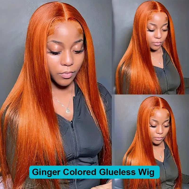 Glueless Ginger Colored Straight Hair 4x4 5x5 Lace Closure Wigs Beginner Friendly - Image 4