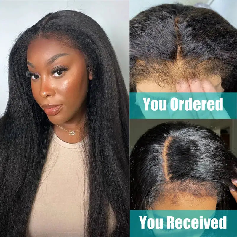 Ashimary 4C Kinky Edges Hairline 13x4 HD Lace Frontal Kinky Straight Wigs - Image 3