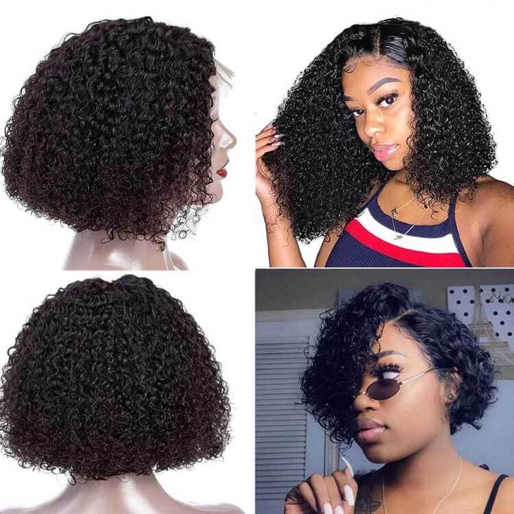 Pixie Jerry Curl Wig Black Bob Wig 10A Brazilian Human Hair - Image 11