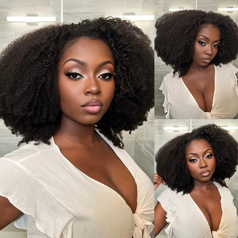 4C Curly Edge Afro Curly Flexible Fit Half Wig With Drawstring Natural Hairline Beginner Friendly - Image 3