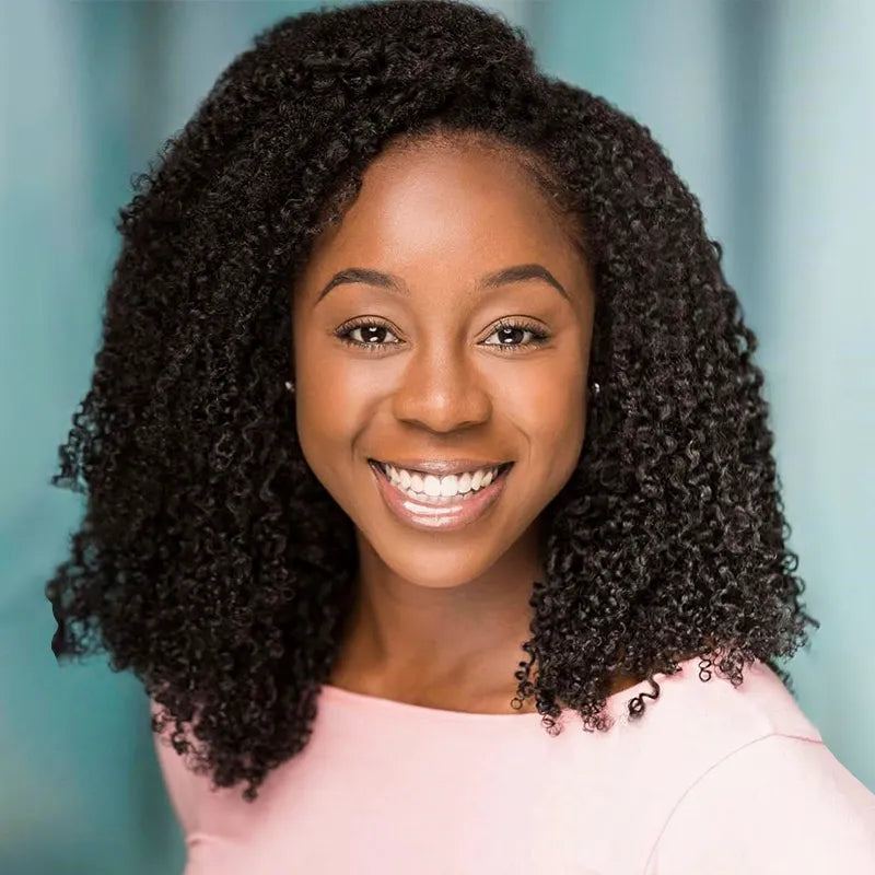 4C Curly Edge Afro Curly Flexible Fit Half Wig With Drawstring Natural Hairline Beginner Friendly - Image 5