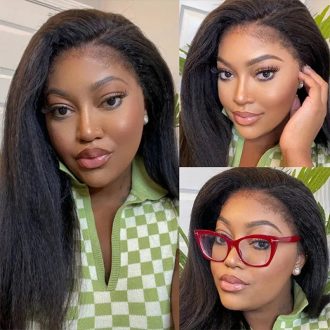 4C Edges 5x5 Transparent HD Lace Closure Wigs Kinky Straight Hair