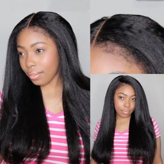Newborn Hairline Kinky Straight Glueless 4x4 Lace Wigs Bye Bye Knots Human Hair Lace Wig