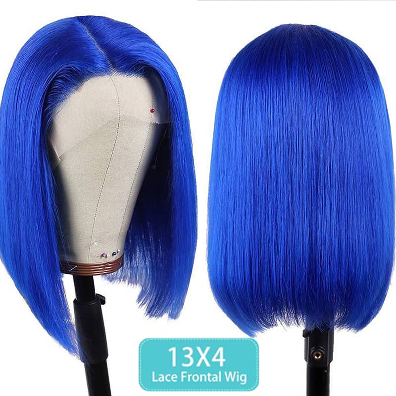 Colorful Short Bob Transparent Lace Wig Straight Brazilian Human Hair - Image 2