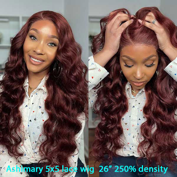 Reddish Brown Colored Body Wave Human Hair Lace Frontal Wigs 13x4 13x6 Ashimary Virgin Hair Front Wigs - Image 4