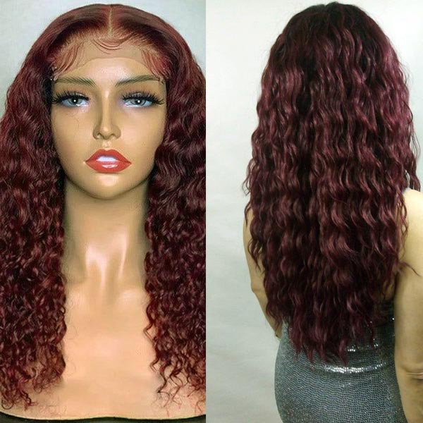 Deep Wave Dark 99J Burgundy 4x4 & 5x5 & 6x6 Frontal Wigs Ashimary Virgin Hair For Women - Image 4