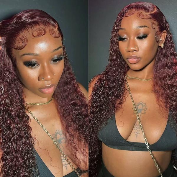 Deep Wave Dark 99J Burgundy 4x4 & 5x5 & 6x6 Frontal Wigs Ashimary Virgin Hair For Women - Image 2