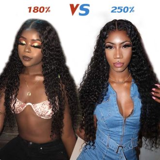 10A Curly Wig Deep Wave 4*4 Lace Closure 10"-36" Wigs Ashimary Brazilian Virgin Hair