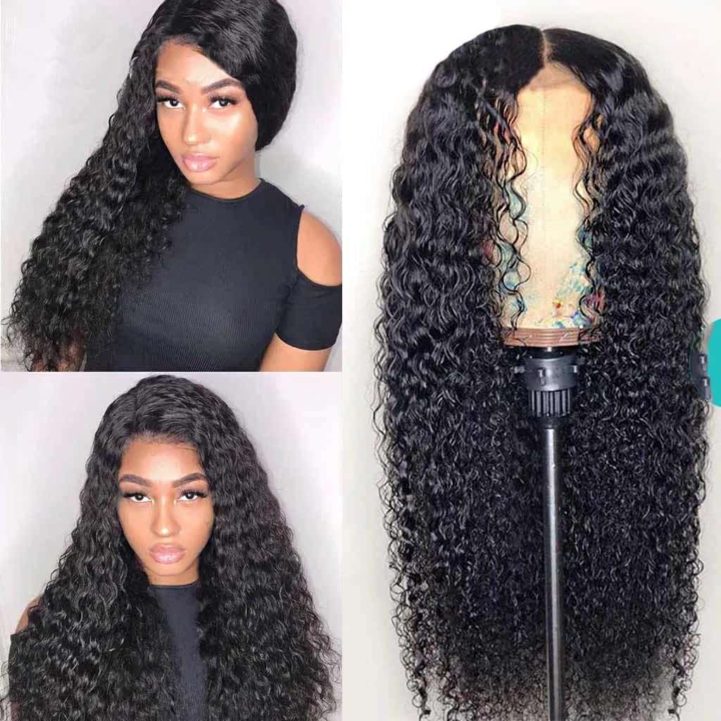 10A Curly Wig Deep Wave 4*4 Lace Closure 10"-36" Wigs Ashimary Brazilian Virgin Hair - Image 4