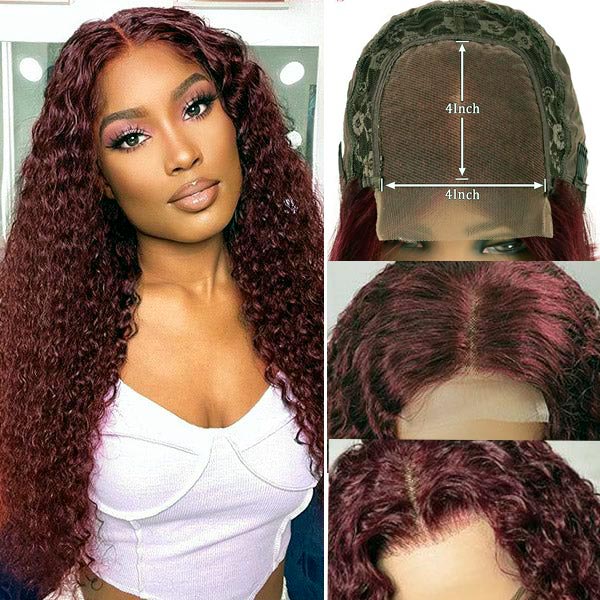 Deep Wave Dark 99J Burgundy 4x4 & 5x5 & 6x6 Frontal Wigs Ashimary Virgin Hair For Women - Image 6