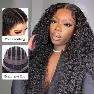 Air Wig|Upgrade Pre Cut Lace Wear Go Glueless Deep Wave Wig with Pre Bleached Knots & Plucked Hairline