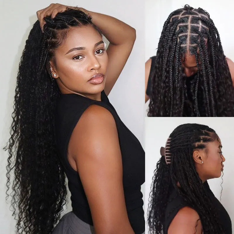 Ashimary Deep Wave Bulk Human Hair For Boho Knotless BraidingNatural Black - Image 3