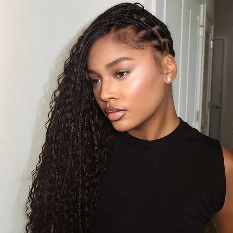 Ashimary Deep Wave Bulk Human Hair For Boho Knotless BraidingNatural Black - Image 4