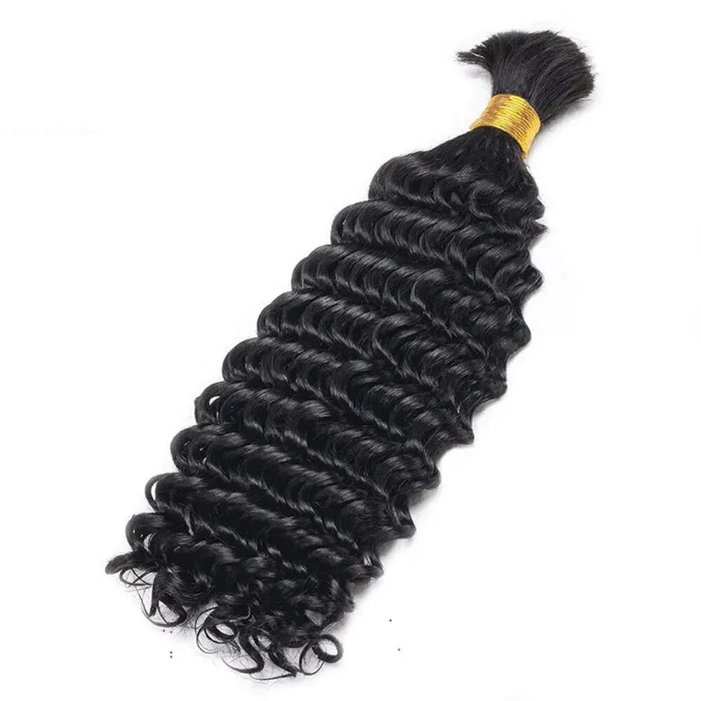 Ashimary Deep Wave Bulk Human Hair For Boho Knotless BraidingNatural Black - Image 7