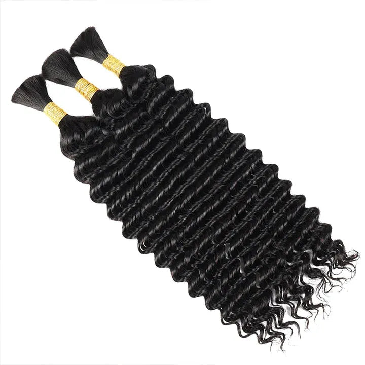 Ashimary Deep Wave Bulk Human Hair For Boho Knotless BraidingNatural Black - Image 8