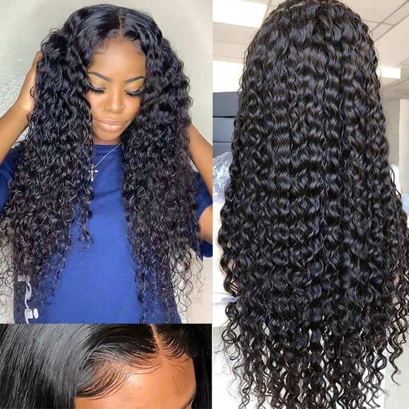 10A Curly Wig Deep Wave 4*4 Lace Closure 10"-36" Wigs Ashimary Brazilian Virgin Hair - Image 3