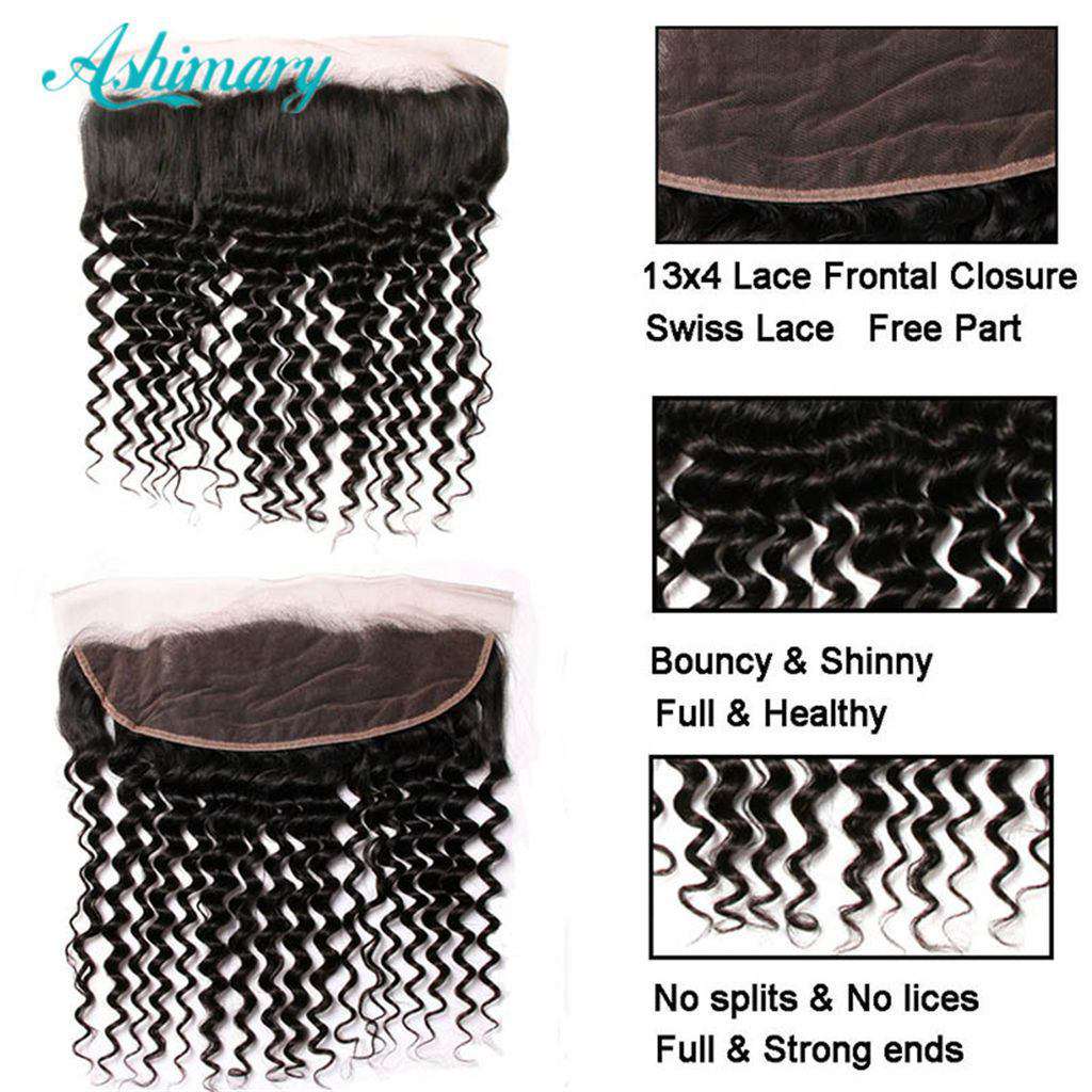 10A Deep Wave Brazilian Hair 3 Bundles With Frontal Human Hair - Image 6