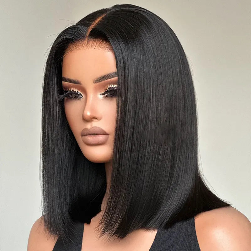 Double Drawn High Density Pre-Cut Lace Bob 13x4 Pull Go Transparent Lace Frontal Wigs Pre Bleached Knots - Image 5