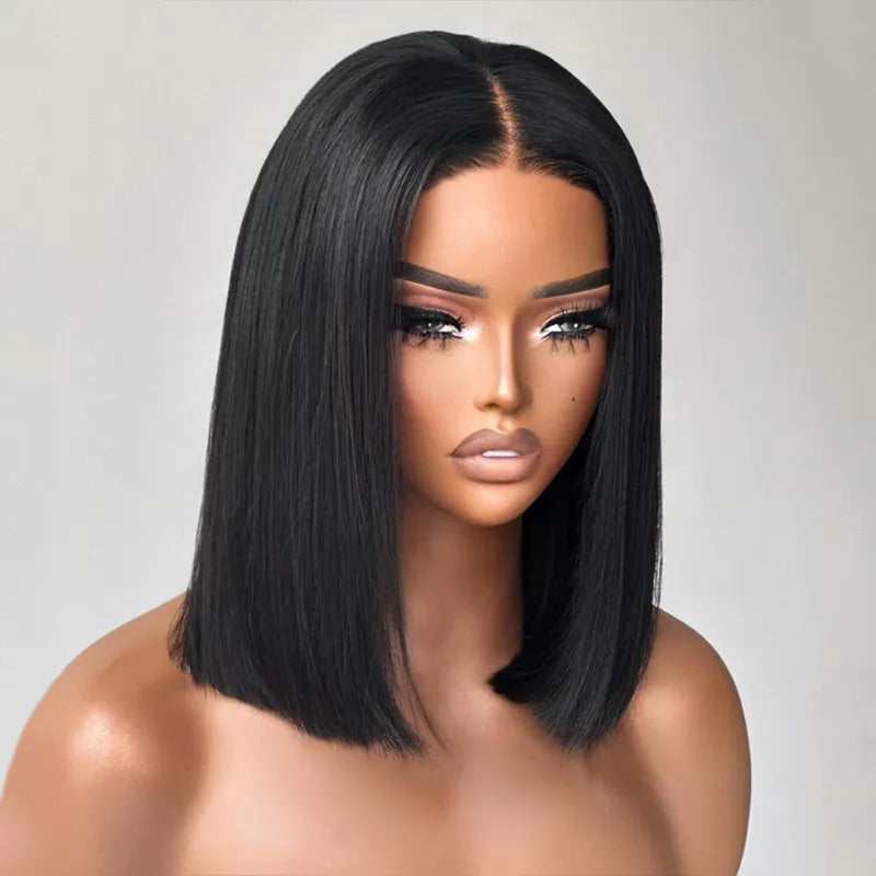 Double Drawn High Density Pre-Cut Lace Bob 13x4 Pull Go Transparent Lace Frontal Wigs Pre Bleached Knots - Image 12