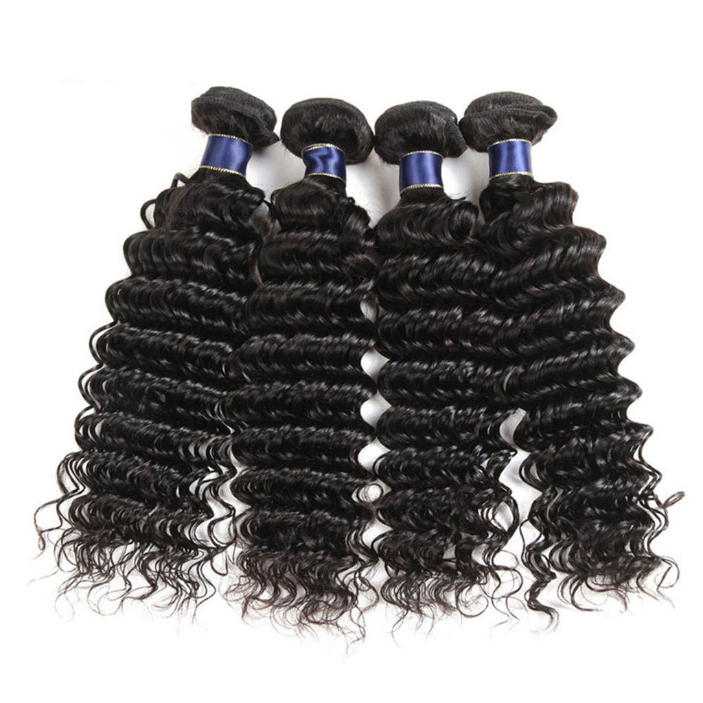 4 Bundles 10A Deep Wave Human Hair Bundles Natural Color