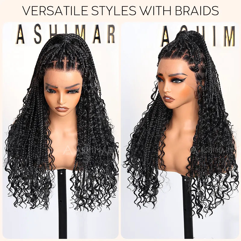 Invisi Strap Full Lace Knotless Boho Curls Braided Long Wig Pre-braid Lightweight Super Natural Scalp - Image 26