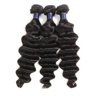 3 Bundles 10A Loose Deep Wave Virgin Hair Bundles Natural Color