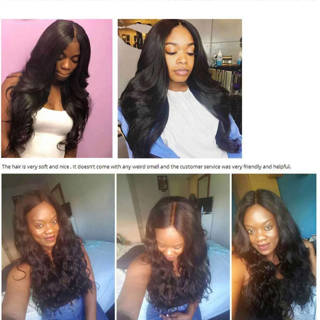 9A Brazilian Body Wave Hair 4 Bundles With Lace Frontal Human Hair - Image 4