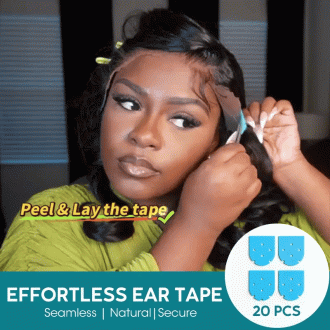 20 Pcs Ashimary Upgraded Ear-Shaped Toupee Tape Strips Blue Double Sided Waterproof