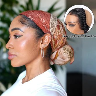 Glueless Gele Style 13x4 Lace Frontal Pre-Plucked & Pre-Braid Natural Hairline Turban Frontal Tiny Knots Human Hair