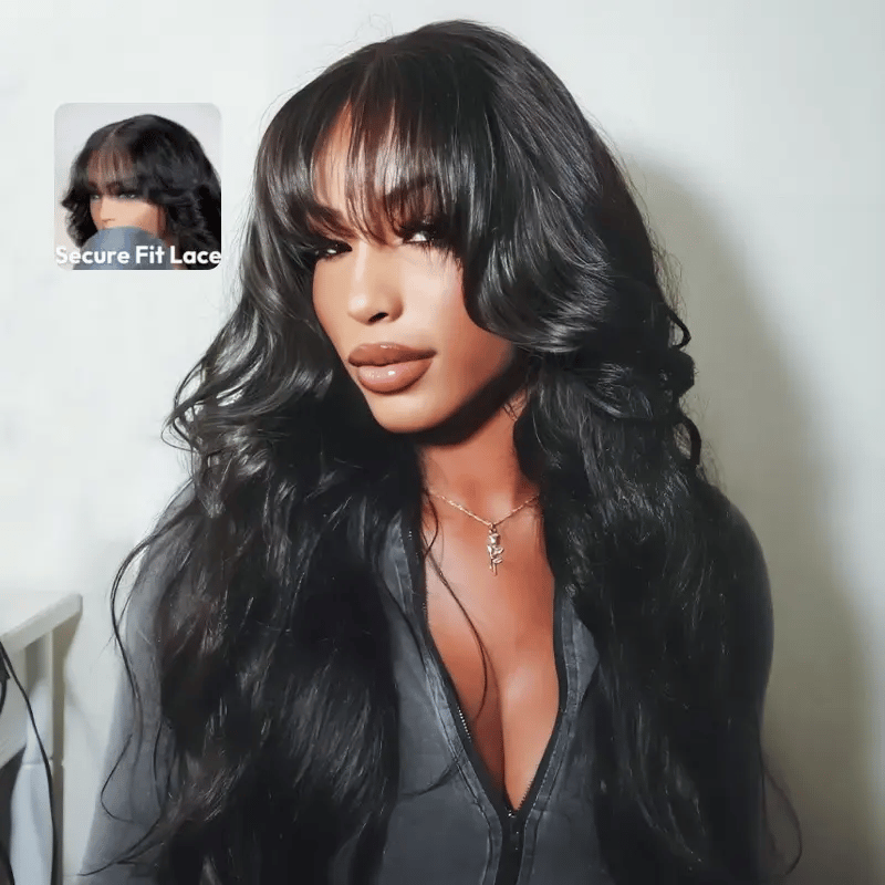 Layer Cut Body Wave With Bang 360 Invisi Strap Lace Frontal Wig Glueless Salon Hairstyles - Image 12