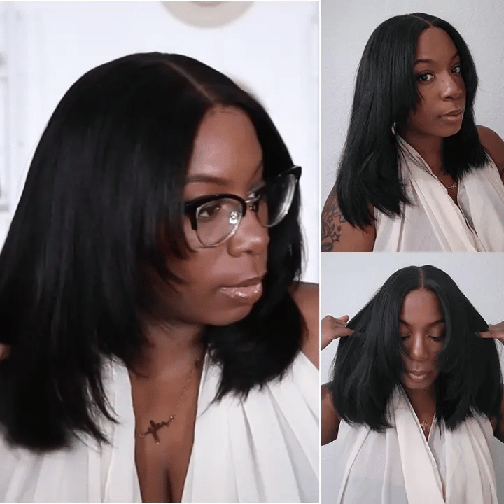 Wear Go Yaki Straight Glueless Bob Wig Pull Go Pre Cut Lace Wig Natural Human Hair Wig - Image 4