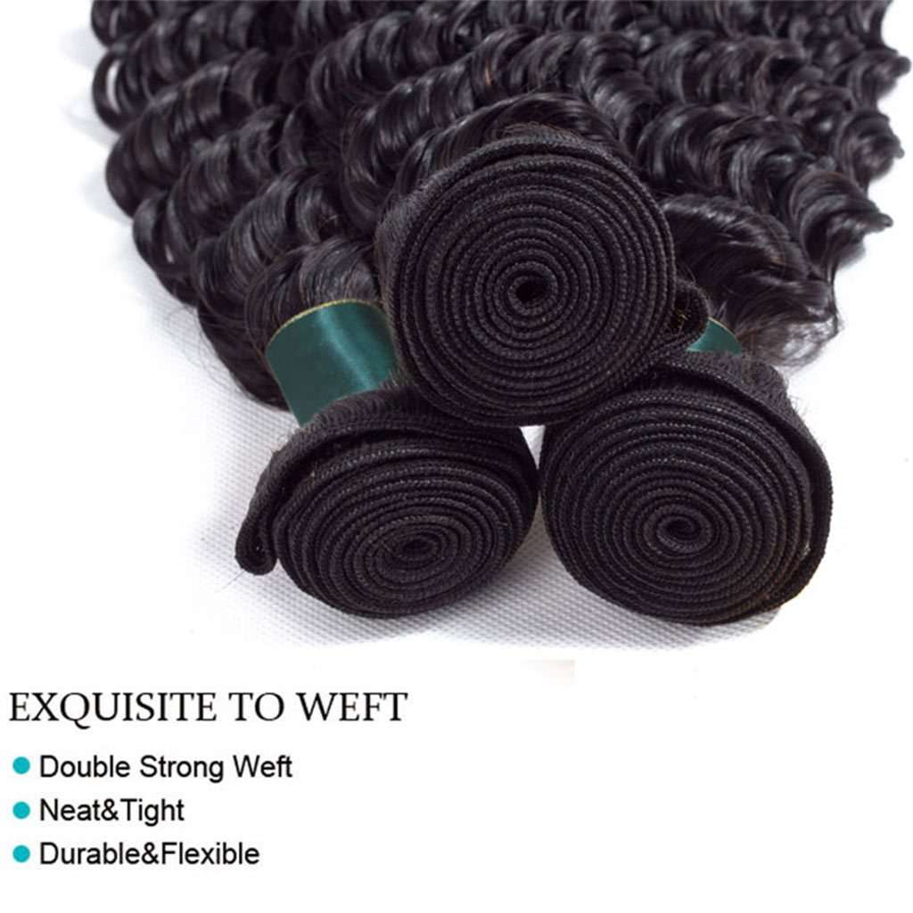 10A Deep Wave Brazilian Hair 3 Bundles With Frontal Human Hair - Image 2