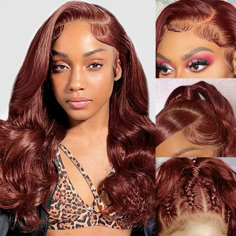 Extra 80% OFF | Flash Sale 13x4 Lace Frontal Wig Reddish Brown Body Wave Human Hair Wigs