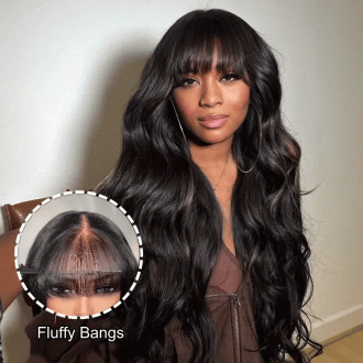 Body Wave with Bangs 6x4.5 Lace Closure Wig Glueless Human Hair Face-Framing Natural Look