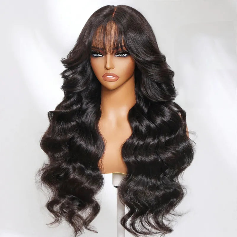Body Wave with Bangs 6x4.5 Lace Closure Wig Glueless Human Hair Face-Framing Natural Look - Image 5