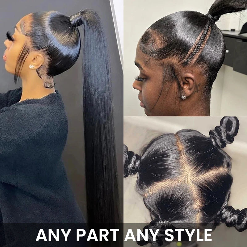 Full Lace Wig Brazilian Human Hair Straight Hair Full Scalp Lace Wigs Natural Color 180% Density - Image 3