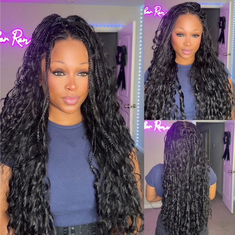 Invisi Strap Full Lace Knotless Boho Curls Braided Long Wig Pre-braid Lightweight Super Natural Scalp - Image 3