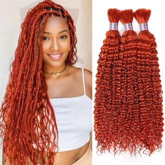 Ashimary Deep Wave Dark Ginger Bulk Human Hair Extensions For Knotless Braiding 3pcs/pack