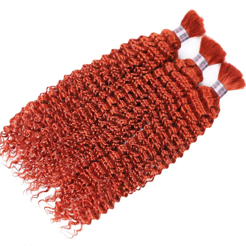 Ashimary Deep Wave Dark Ginger Bulk Human Hair Extensions For Knotless Braiding 3pcs/pack - Image 3