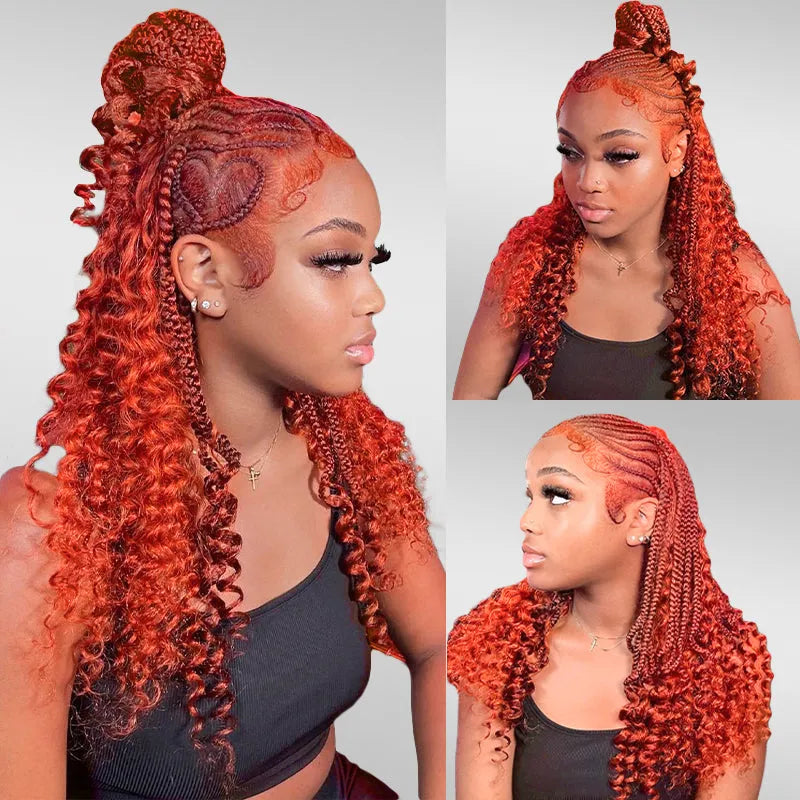 Ashimary Deep Wave Dark Ginger Bulk Human Hair Extensions For Knotless Braiding 3pcs/pack - Image 2