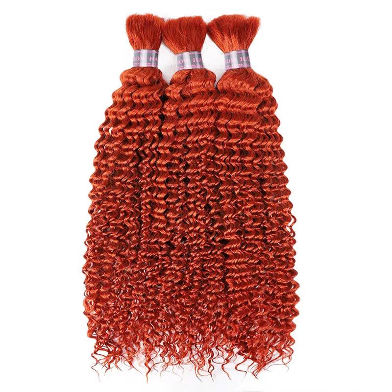 Ashimary Deep Wave Dark Ginger Bulk Human Hair Extensions For Knotless Braiding 3pcs/pack - Image 4