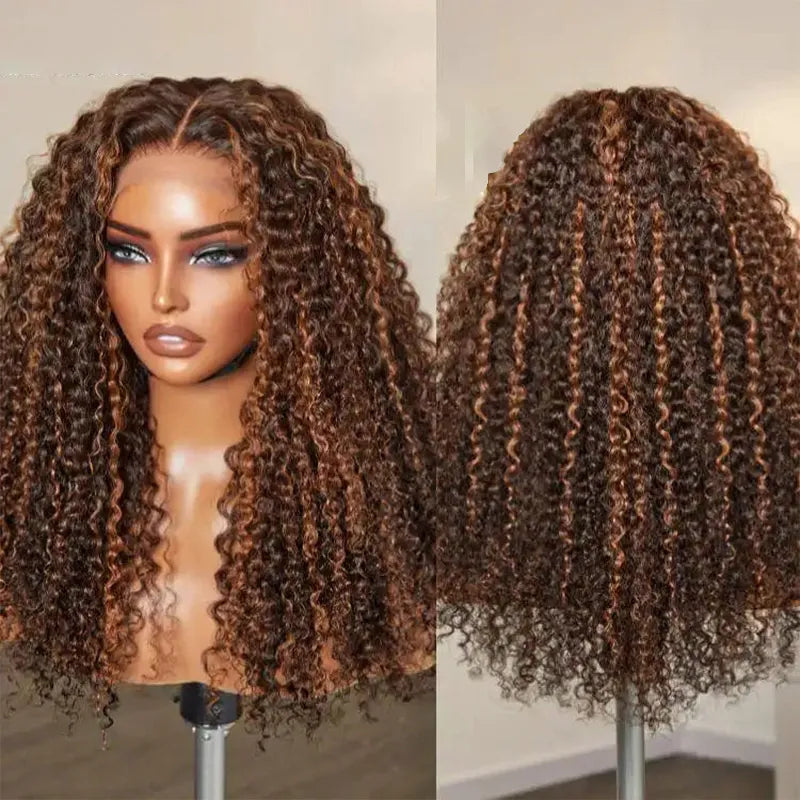 Ginger Highlight 6x4.5 Pull Go Lace Closure Bob Kinky Curly Double Drawn Human Hair Wig - Image 4
