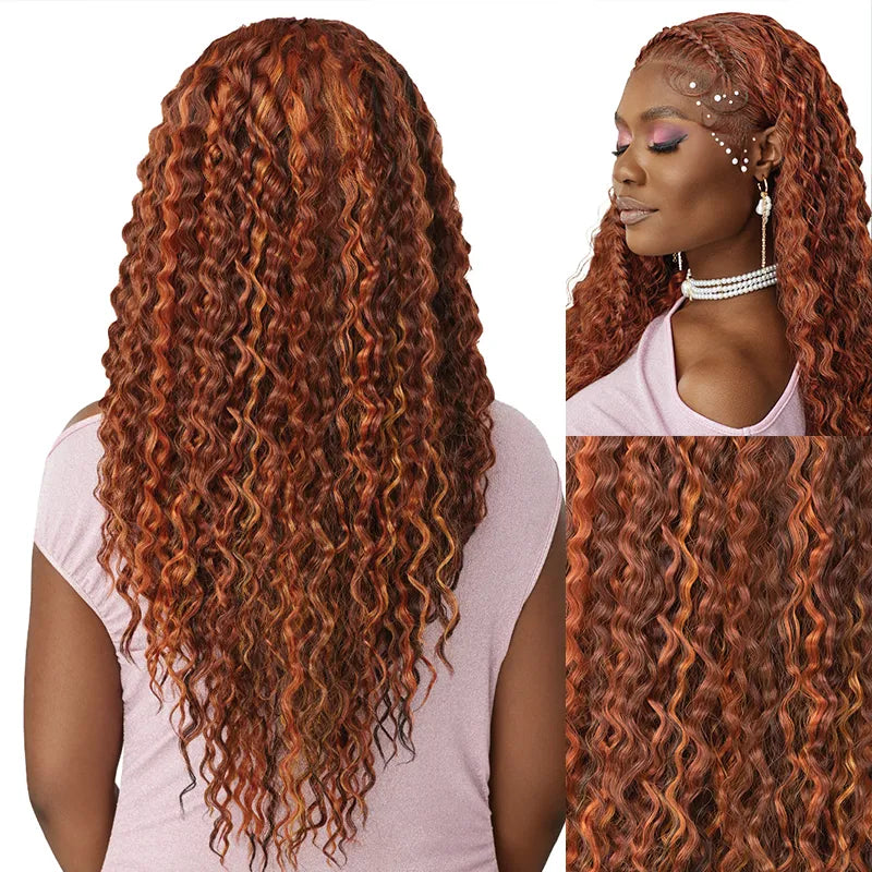 Ginger Highlight on Brown Water Wave Hair 6x4.5 Pull Go Lace Closure BobWig Glueless Human Hair - Image 3