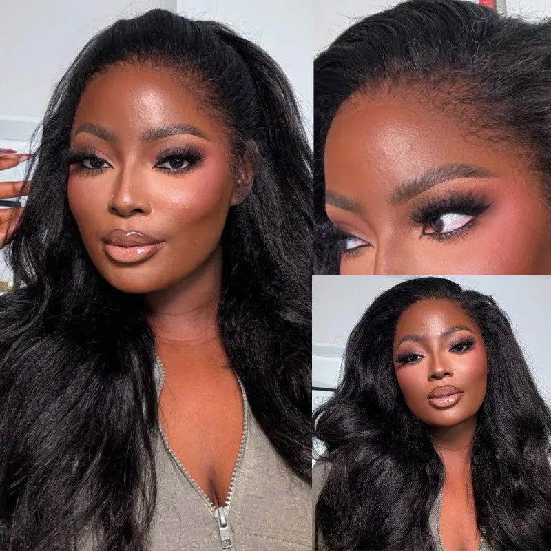 Newborn Hairline Kinky Body Wave Invisi Strap Glueless 360 Lace FrontalPre-Everything Natural Wig - Image 2