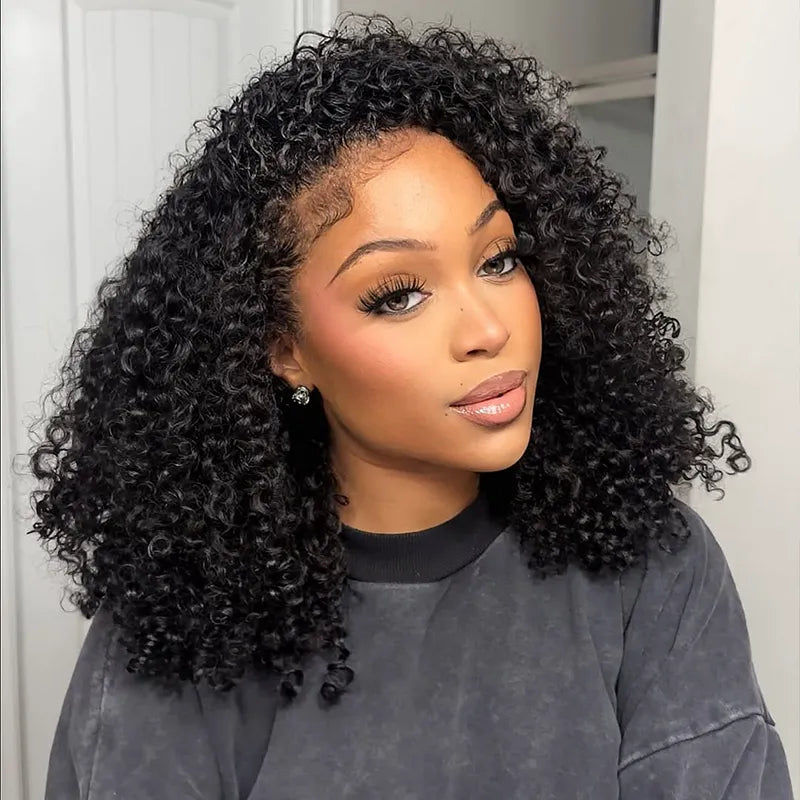 4C Edge Hairline 3.0 Half Wig with Drawstring Kinky Curly Ready To Go Wig 3 in 1 Half Wig Human Hair Affordable Wig - Image 5
